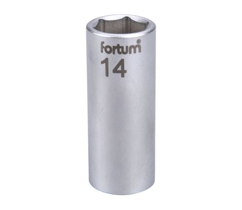 FORTUM Hlavice nástrčná prodloužena 1/4", 14mm, L 50mm