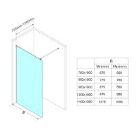 Aqualine WALK-IN zástěna jednodílná k instalaci na zeď, 900x1900 mm, sklo Brick (9)